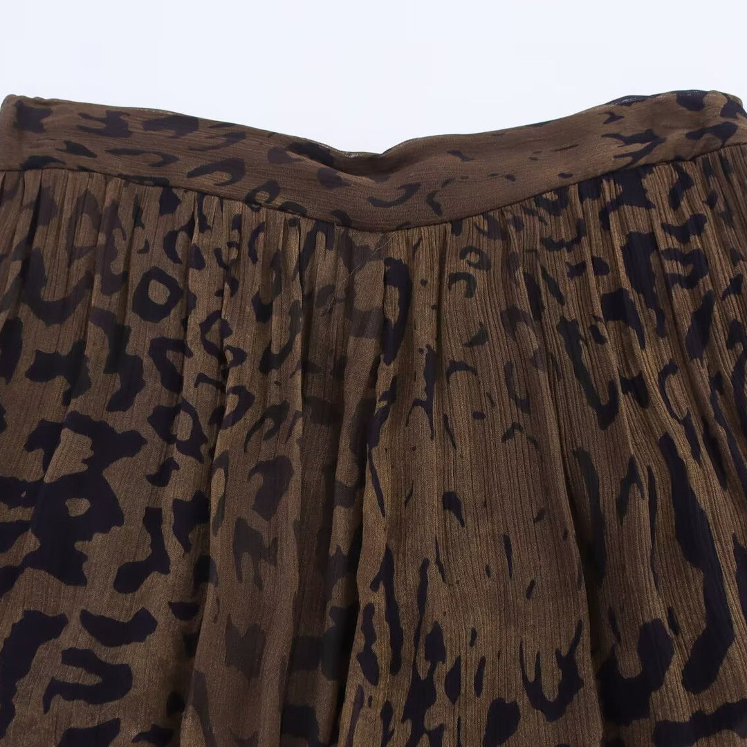 Damen 400+ plissierte weite Palazzo‑Hose mit Animalprint und elastischem Saum Echo Archiv