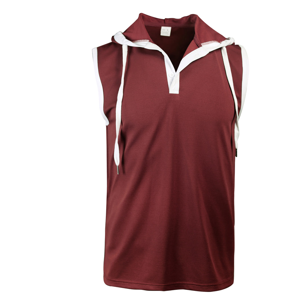 Herren nan ärmelloses Kapuzenpoloshirt mit Meshstruktur und Henley-Knopfleiste Echo Archiv