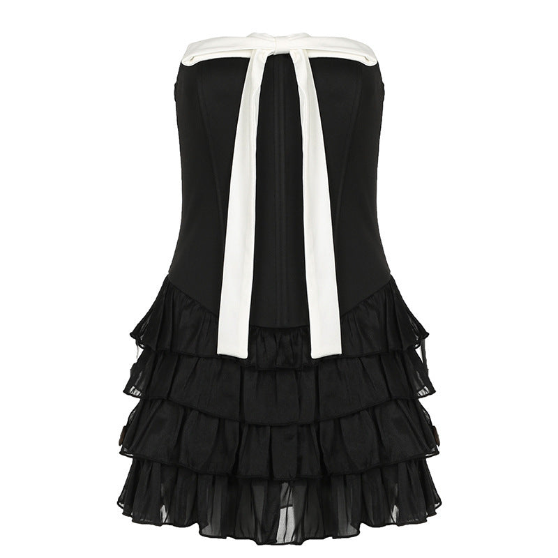 Damen elegantes Wickelkleid mit voluminösen Rüschendetails und Taillenband Echo Archiv
