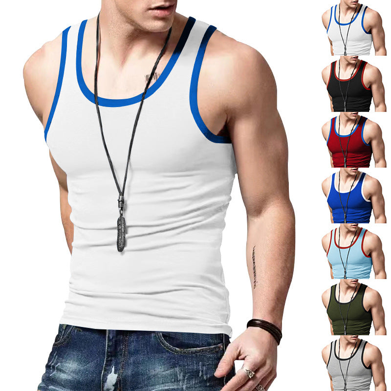Herren nan eng anliegendes Sport-Top aus elastischem Baumwollmix mit kontrastierter Einfassung Echo Archiv