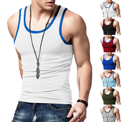 Herren nan eng anliegendes Sport-Top aus elastischem Baumwollmix mit kontrastierter Einfassung Echo Archiv