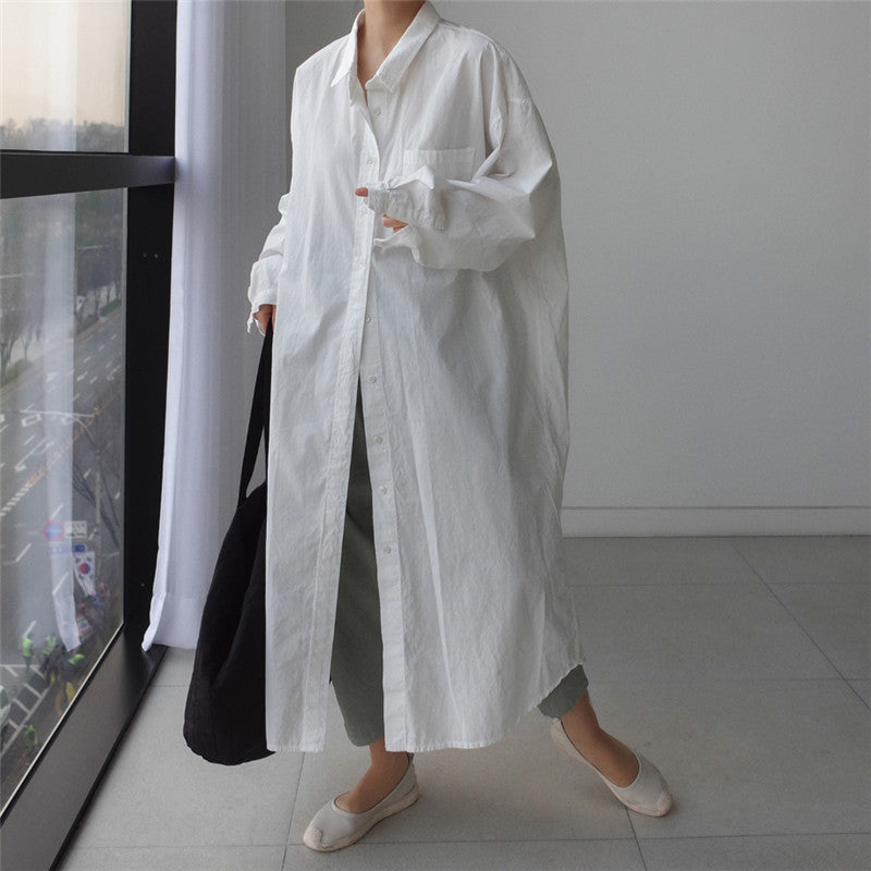 Damen Oversize-Hemdblusenkleid mit langer Knopfleiste und Brusttasche Echoarchiv