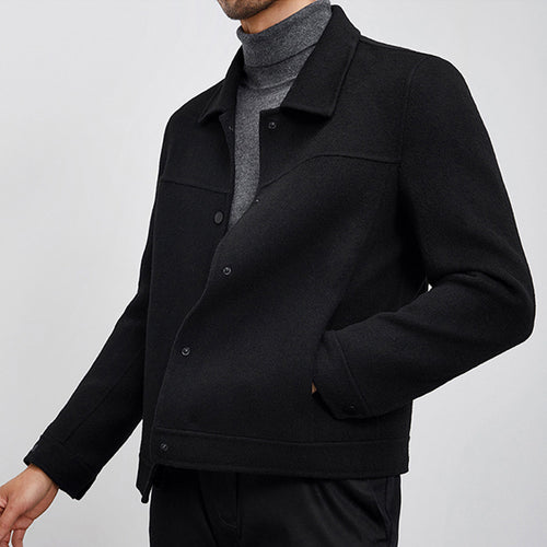 Herren Kastenförmige Wollmix-Blousonjacke mit verdeckter Druckknopfblende und Eingrifftaschen Echoarchiv