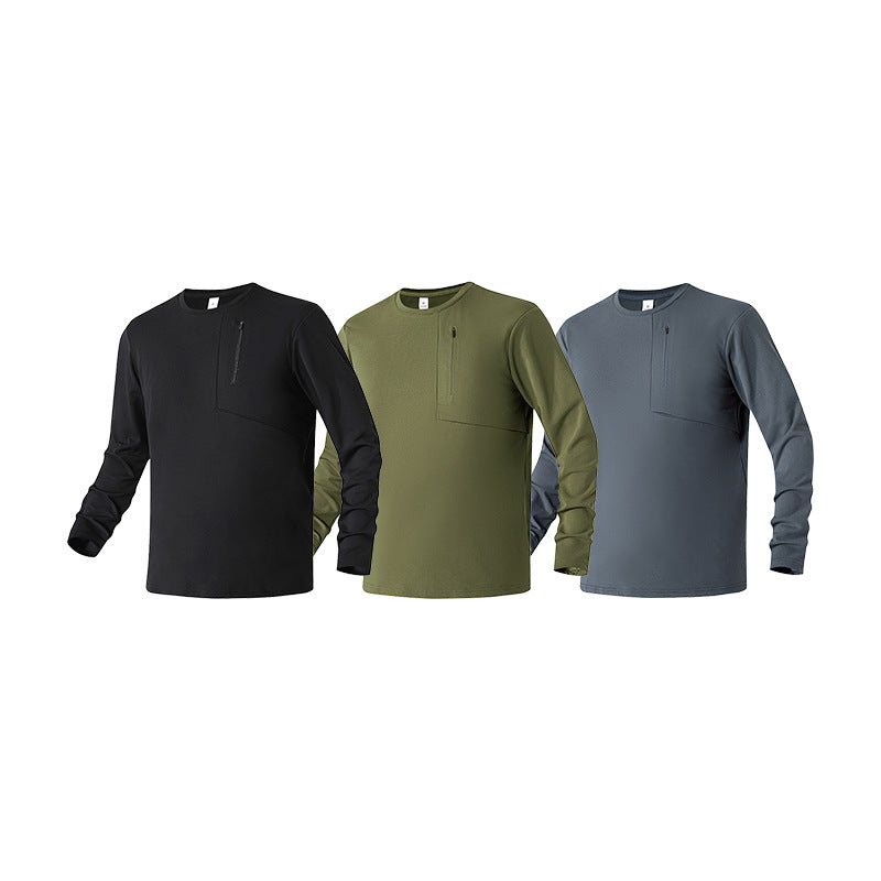 Herren Atmungsaktives Performance-Langarmshirt mit Brustreißverschlusstasche und ergonomischen Nähten Echo Archiv