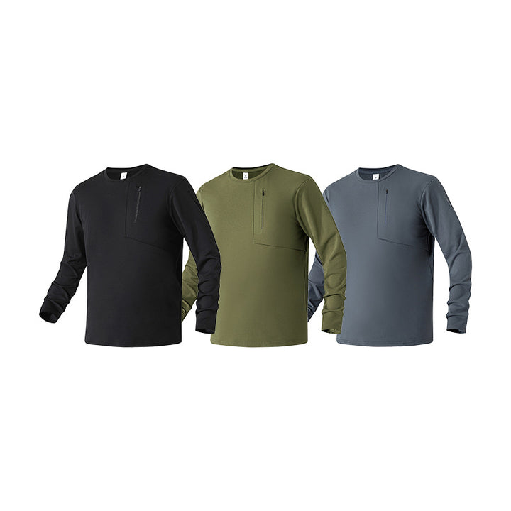 Herren Atmungsaktives Performance-Langarmshirt mit Brustreißverschlusstasche und ergonomischen Nähten Echo Archiv