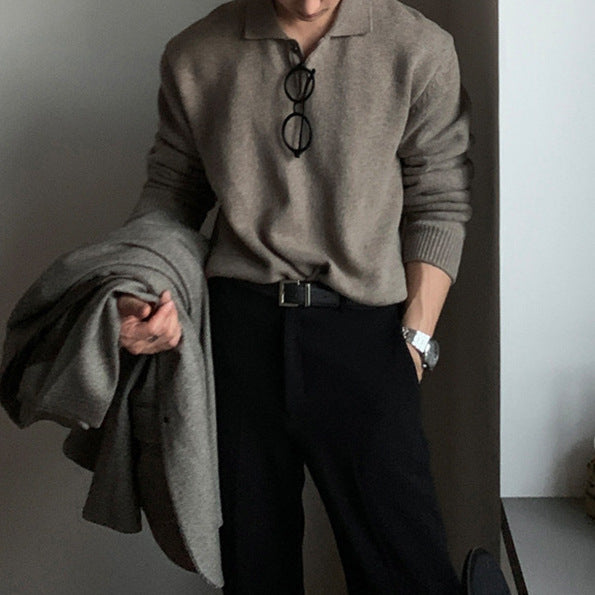 Herren eleganter Strickpullover mit Knopfleiste Echoarchiv