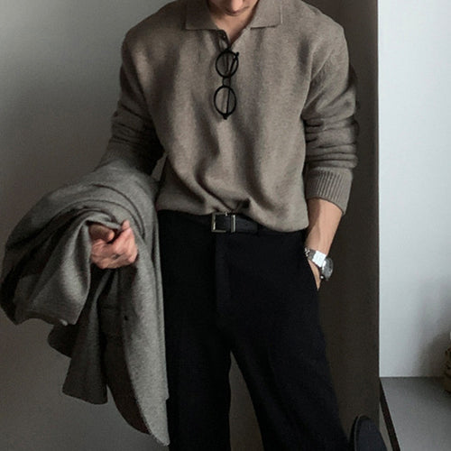 Herren eleganter Strickpullover mit Knopfleiste Echoarchiv