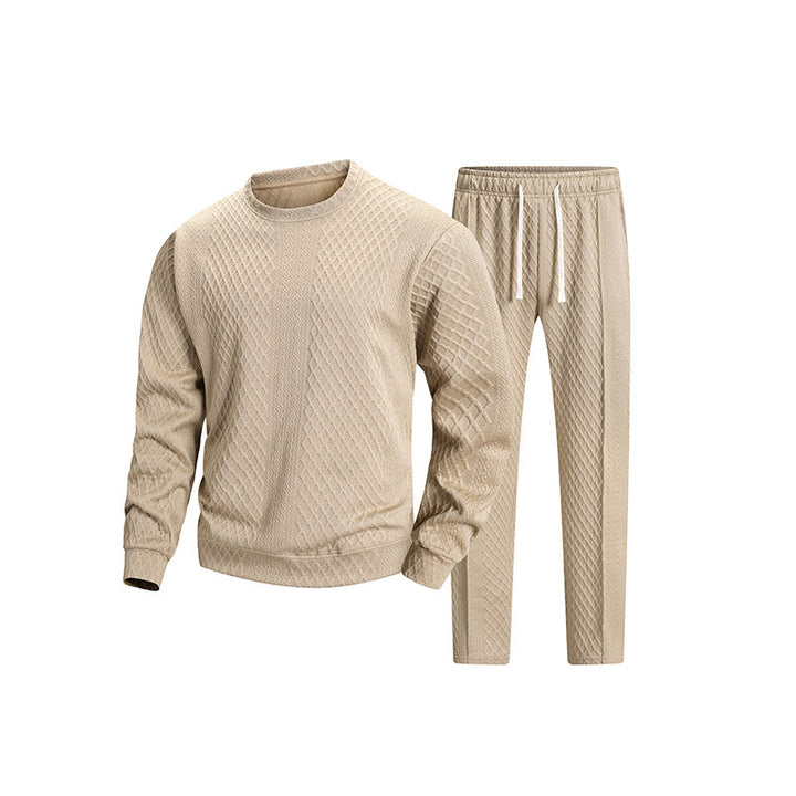 Herren Gesteppter Lounge‑Set mit Rautenstruktur, Rundhals‑Sweatshirt & Kordelbundhose Echoarchiv