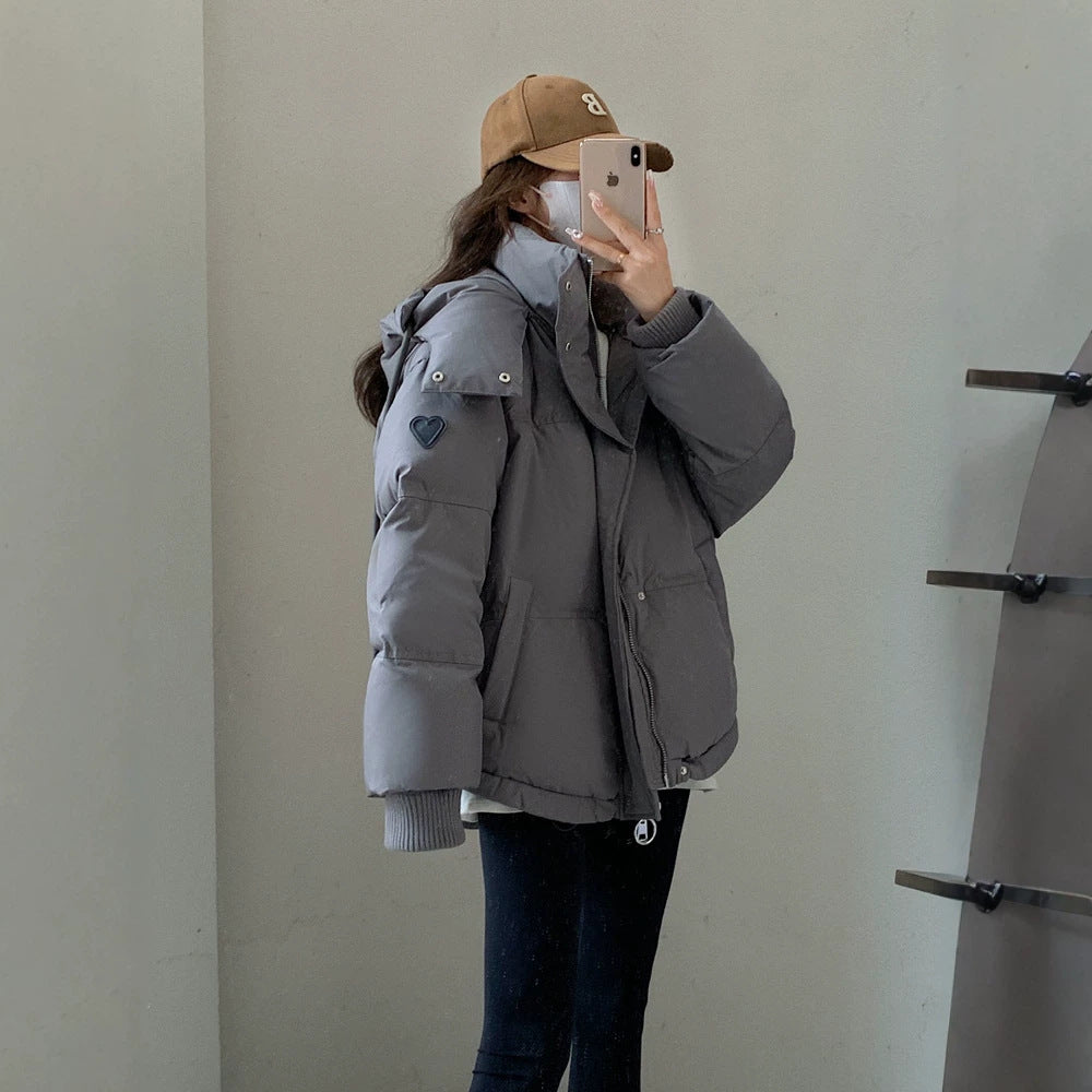 Damen nan oversized gesteppte Kurzjacke mit Kapuze, winddichter Fütterung und übergroßem Kragen Echo Archiv