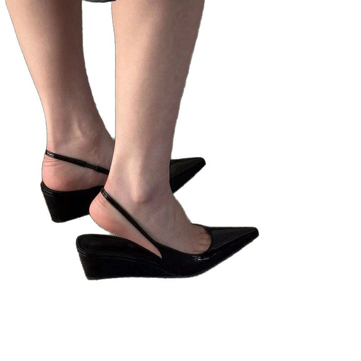 Damen Spitz zulaufende Lack-Slingback-Wedges mit niedrigem Keilabsatz Echo Archiv