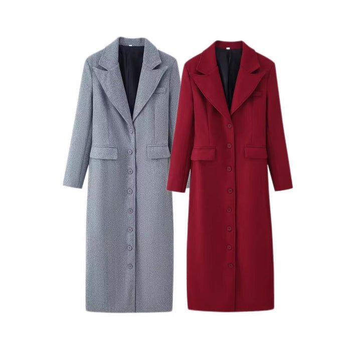 Damen Longline-Wollmixmantel mit Schalkragen und Pattentaschen Echo Archiv