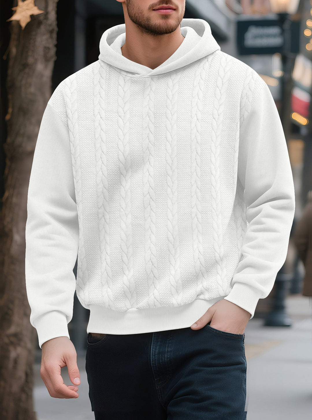 Herren Kapuzensweater mit innovativer Strickstruktur Echoarchiv