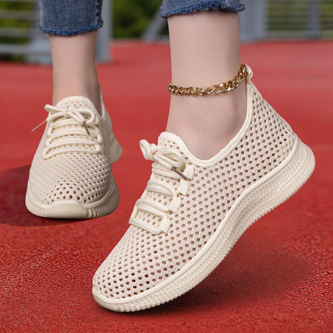 Damen nan atmungsaktiver Mesh-Slip-On Sneaker mit elastischer Schnürung und flexibler Profilsohle Echo Archiv