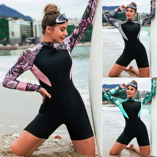 Damen Surfanzug mit langem Arm und floralem Design Echo Archiv