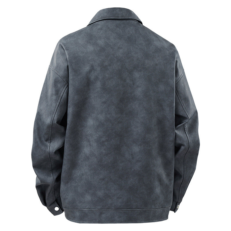 Herren sportliche Kunstlederjacke mit elastischem Bund Echoarchiv