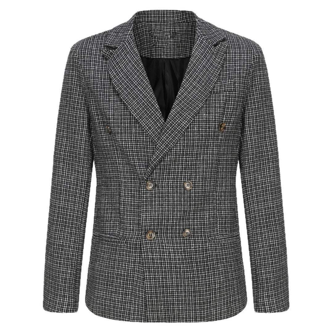 Herren nan zweireihiger strukturierter Wollmix-Blazer mit Peak-Revers und tailliertem Schnitt Echo Archiv
