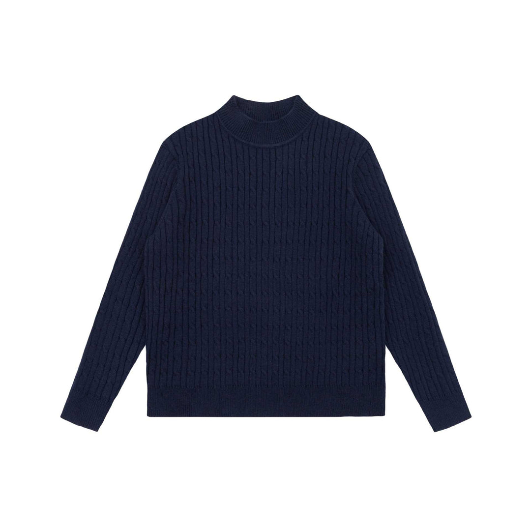 Unisex Grobstrick-Stehkragenpullover mit Zopfmuster Echoarchiv