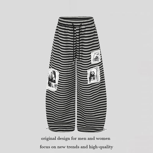 Damen Weite Palazzo-Loungehose mit hohem Komfortbund, Tunnelzug und Fotopatch-Details Echoarchiv