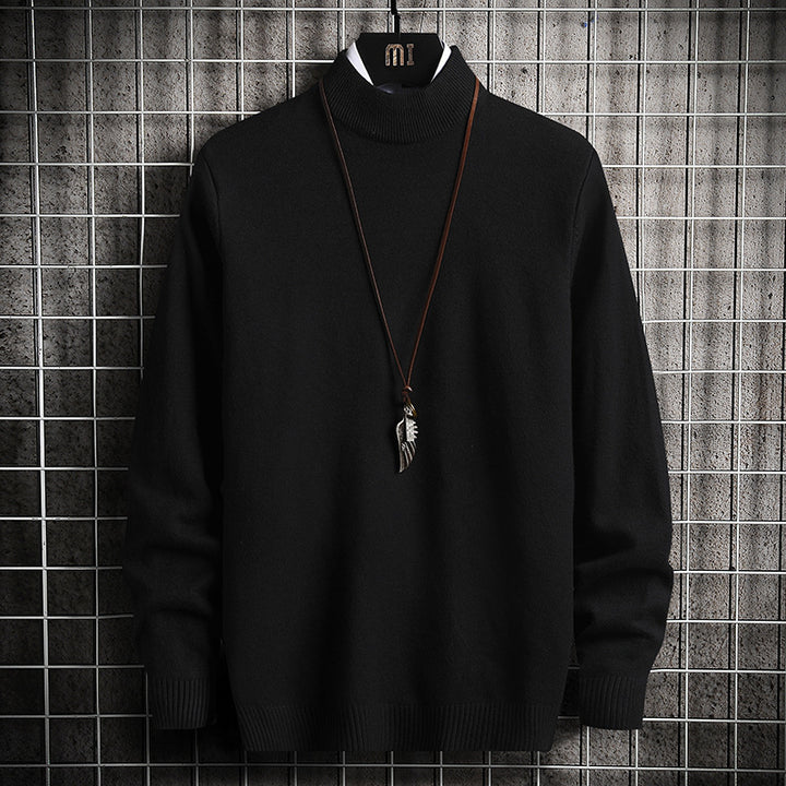 Herren nan Premium Stehkragenpullover aus feinem Baumwoll-Mix mit gerippten Bündchen und schmaler Silhouette Echo Archiv