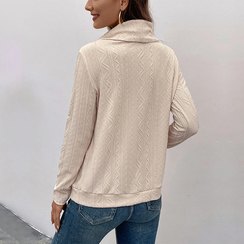 Damen Feinstrick-Cowlneck-Pullover mit Kordelzug und Zopfstrick-Detail Echoarchiv
