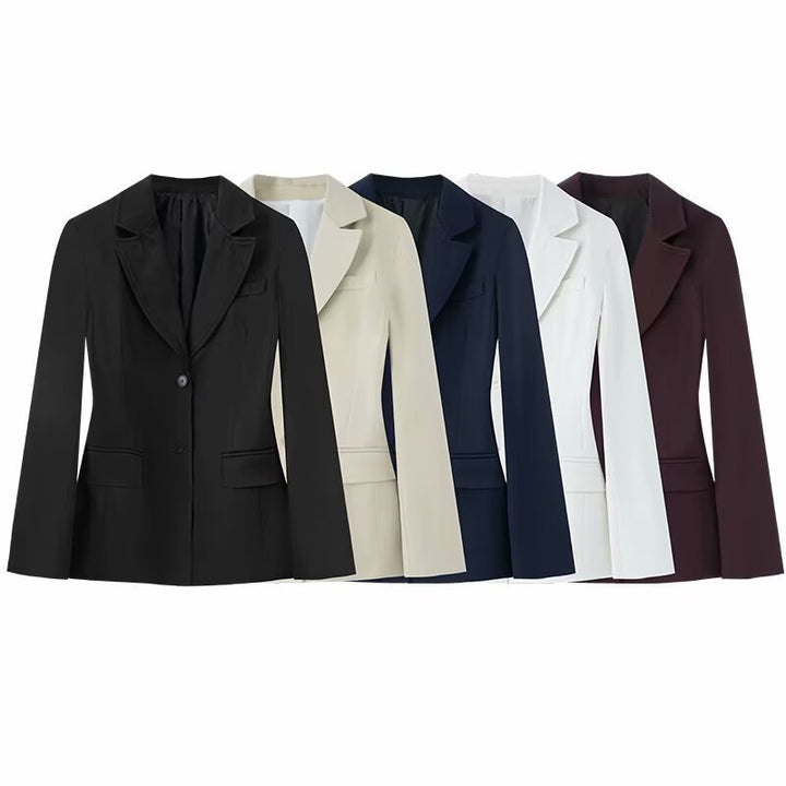 Damen 50+ taillierter Zweiknopf‑Blazer mit Reverskragen, Pattentaschen und Gehschlitz Echo Archiv