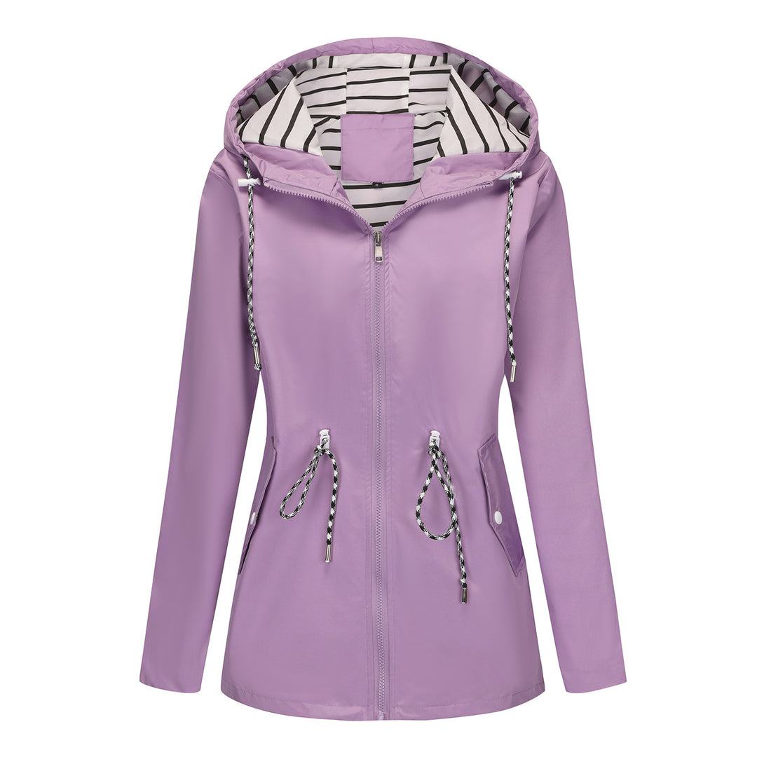 Damen nan leichte wasserdichte Parka Regenjacke mit Taillen-Kordelzug Echo Archiv