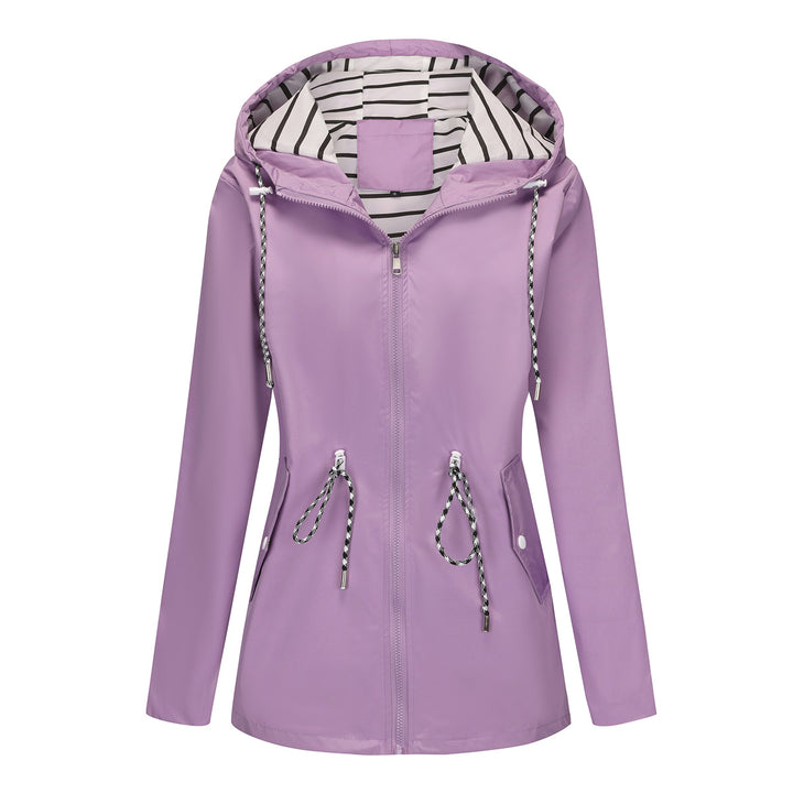 Damen nan leichte wasserdichte Parka Regenjacke mit Taillen-Kordelzug Echo Archiv