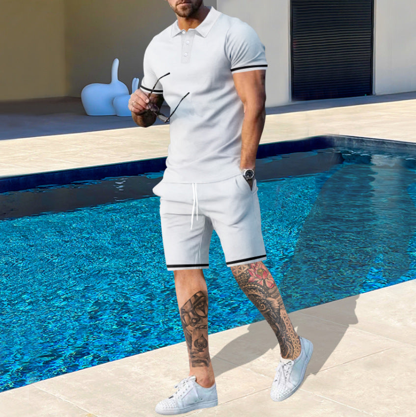 Herren lässiges Poloshirt und Shorts Set mit atmungsaktivem Stoff Echoarchiv