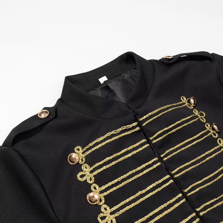 Damen Militärisch inspirierte Kurzjacke mit Goldkordel‑Applikation und Stehkragen Echo Archiv