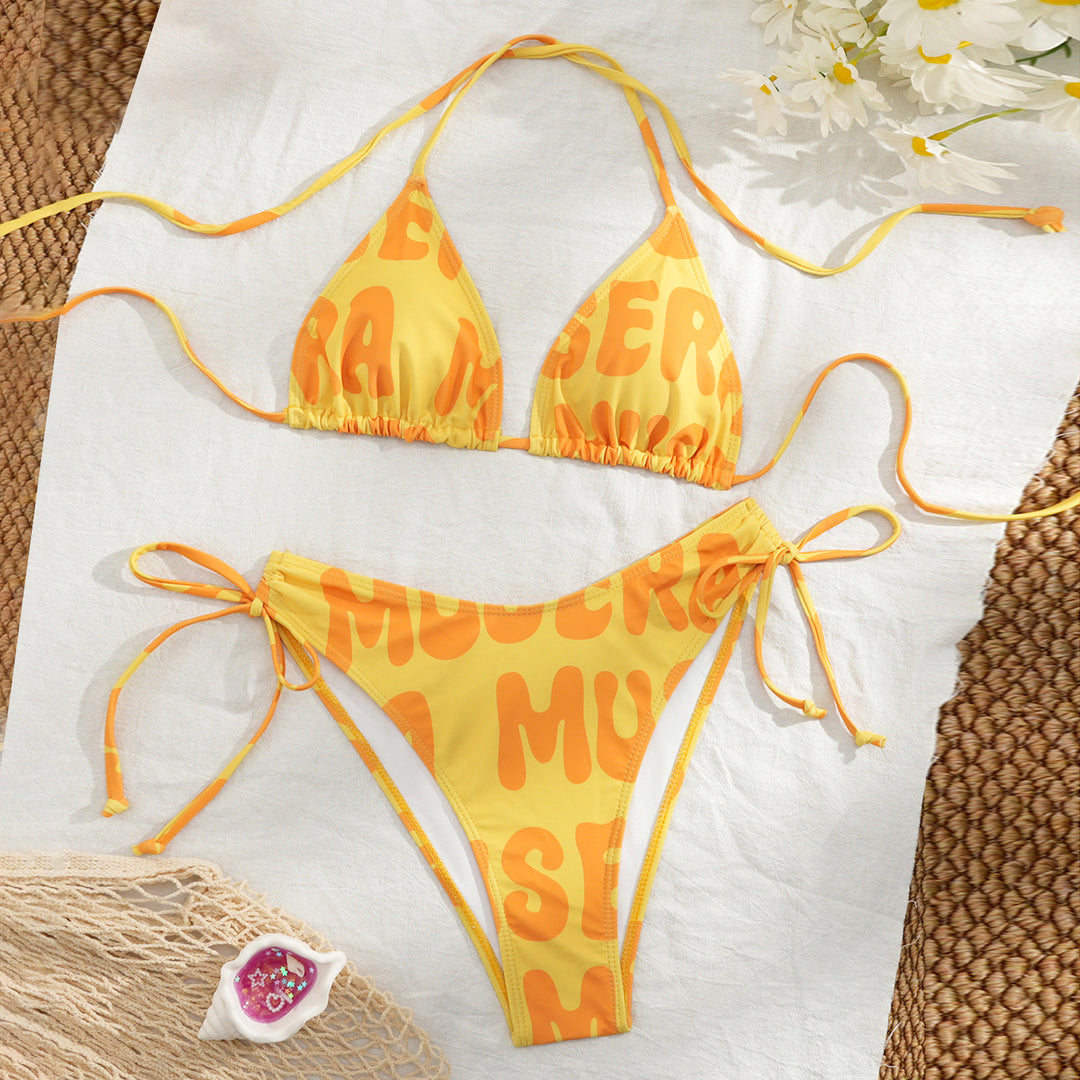 Damen Bikini-Set mit verspieltem Farbmuster und verstellbaren Bändern Echo Archiv