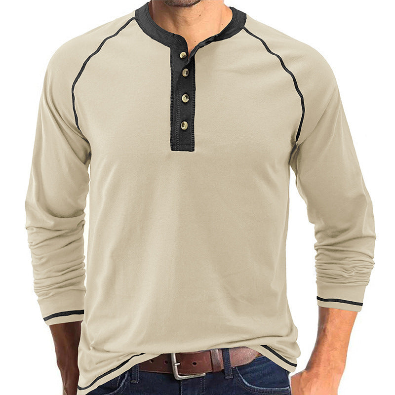 Herren Langarm Henley-Shirt mit kontrastierenden Details Echoarchiv