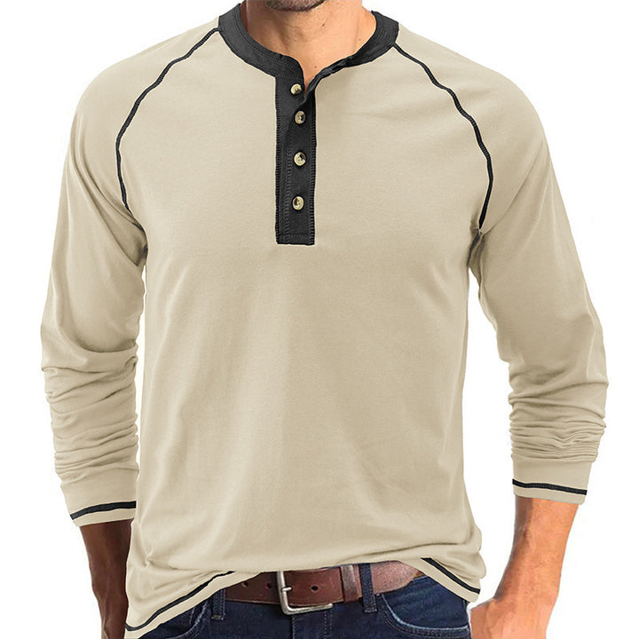 Herren Langarm Henley-Shirt mit kontrastierenden Details Echoarchiv