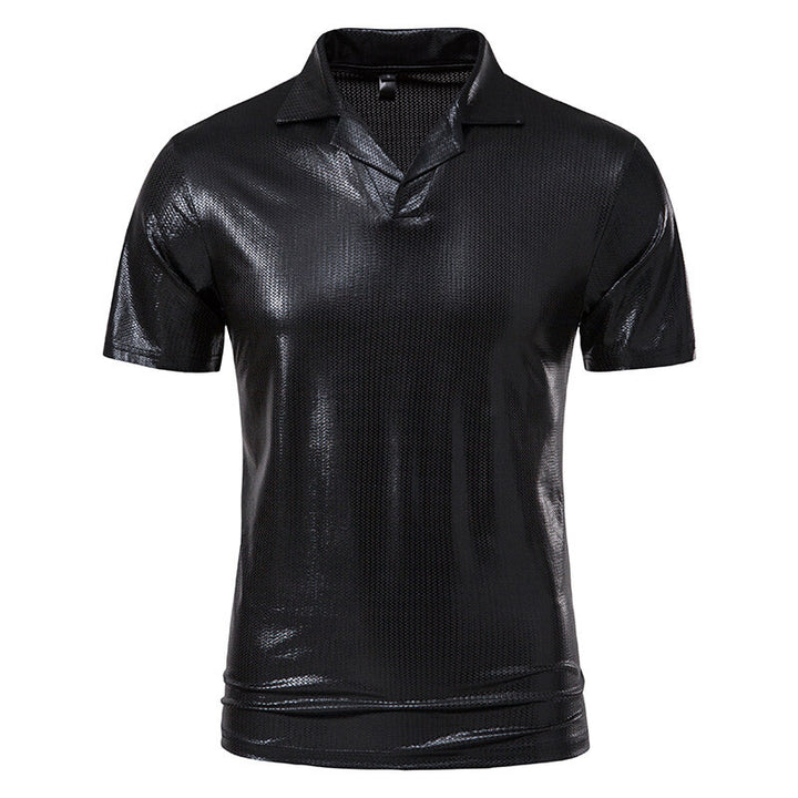 Herren modisches Poloshirt mit glänzendem Design und stylischem V-Ausschnitt Echoarchiv