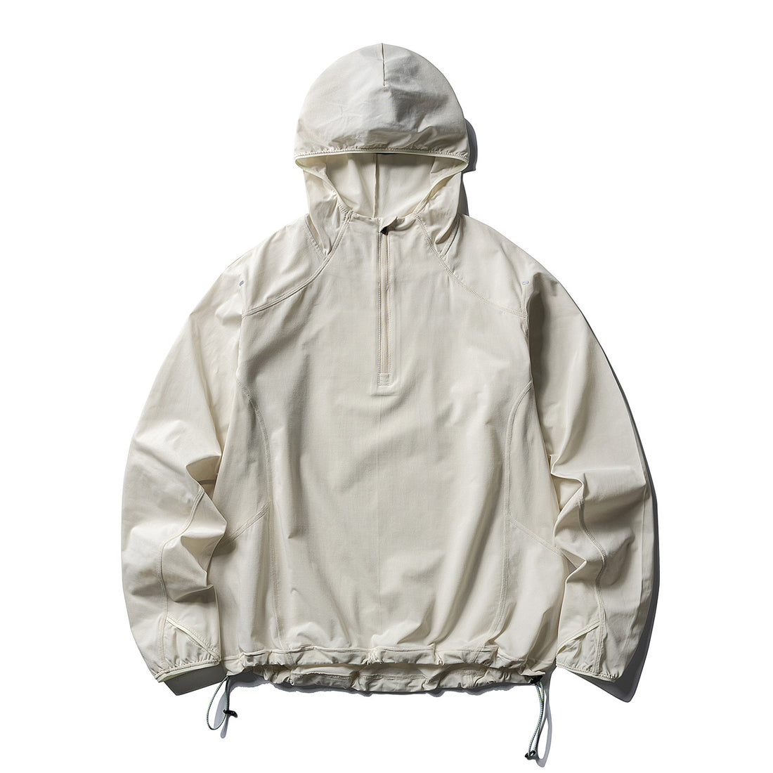 Unisex Atmungsaktiver Half-Zip-Kapuzenanorak mit Tunnelzugsaum und Flatlock‑Nähten Echoarchiv