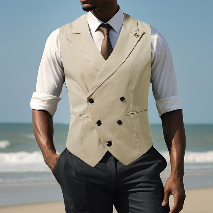 Herren elegante Business-Weste mit doppelter Knopfleiste und feiner Textur Echoarchiv