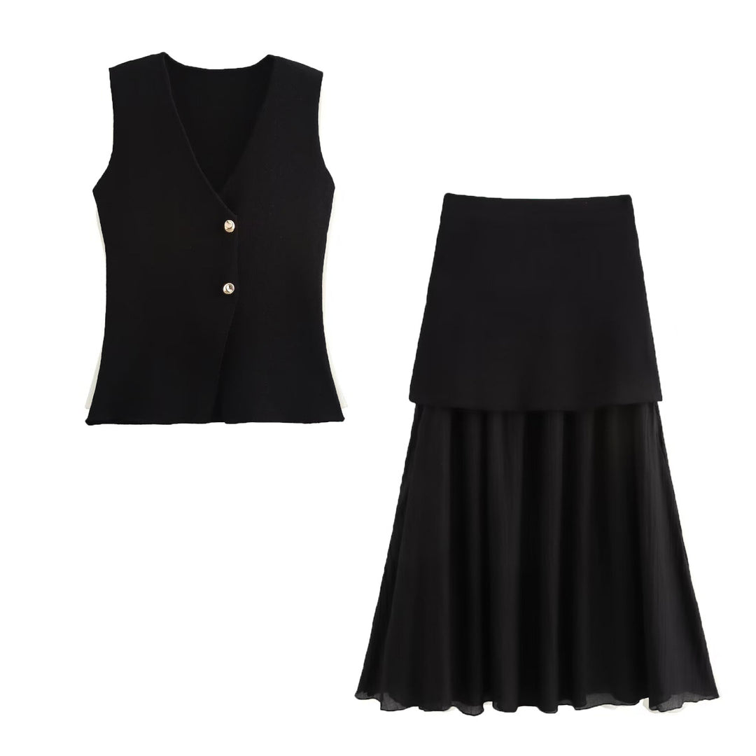 Damen Zweilagiger Chiffon-Maxirock mit glattem Hüftbesatz und A‑Linien‑Fall Echo Archiv