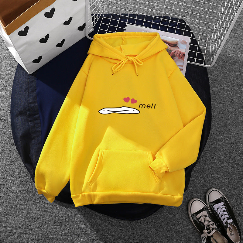 Damen Kapuzenpullover mit minimalistischer Grafik, lockerer Oversize-Passform und Kängurutasche – Auréline