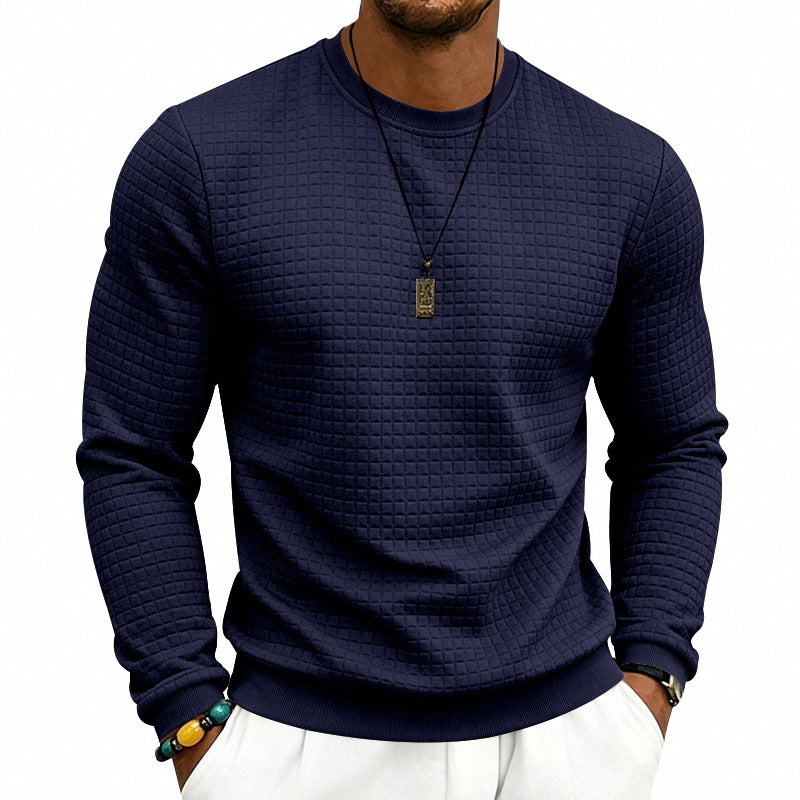Herren Strukturiertes Rundhals-Sweatshirt mit Waffelstruktur und Rippbündchen Echoarchiv