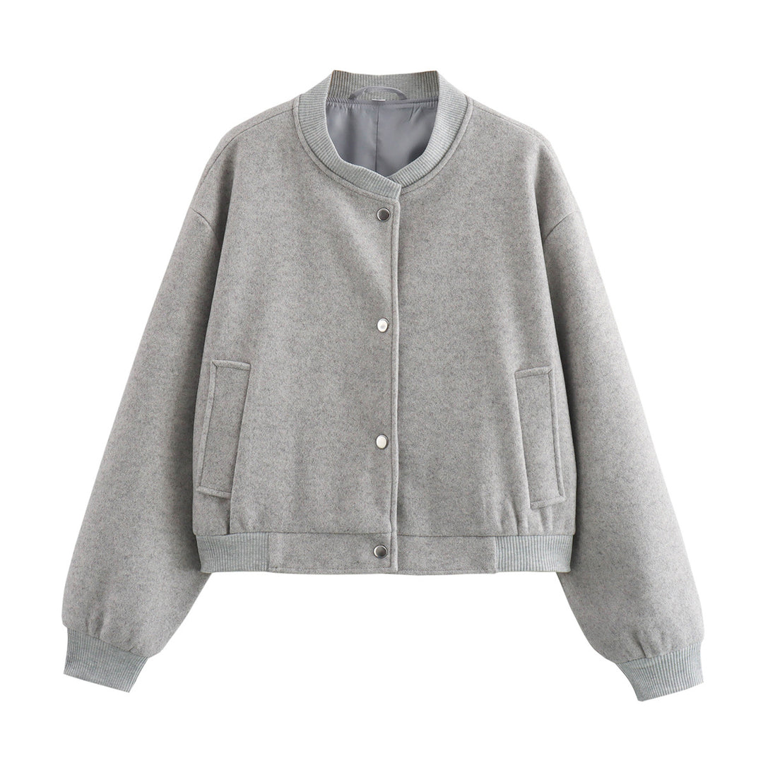 Damen 70+ kurze Wollmix‑Blousonjacke mit Reißverschluss, Hemdkragen und Pattentaschen Echo Archiv