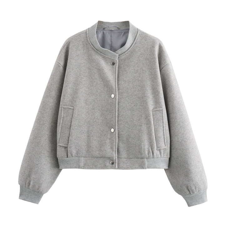 Damen 70+ kurze Wollmix‑Blousonjacke mit Reißverschluss, Hemdkragen und Pattentaschen Echo Archiv