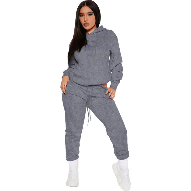 Damen zweiteiliges Lounge-Set mit Kapuzenpullover und High-Waist Jogginghose aus weichem French Terry – Avérine