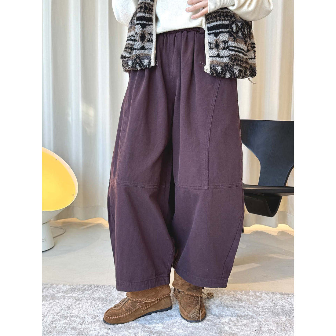 Damen Weite Baumwoll‑Twill Culotte mit hohem Elastbund und legerer Silhouette Echoarchiv