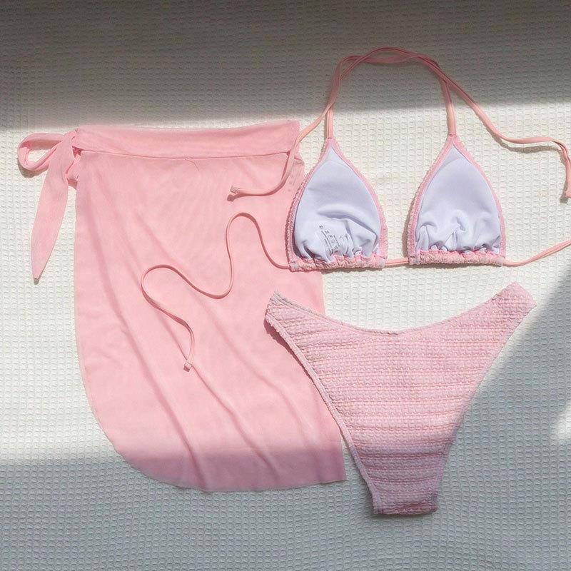Damen Bikini-Set mit gehäkeltem Oberteil und transparentem Sarong Echo Archiv