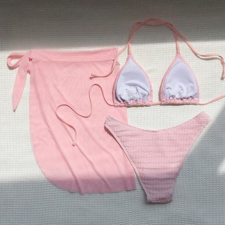 Damen Bikini-Set mit gehäkeltem Oberteil und transparentem Sarong Echo Archiv