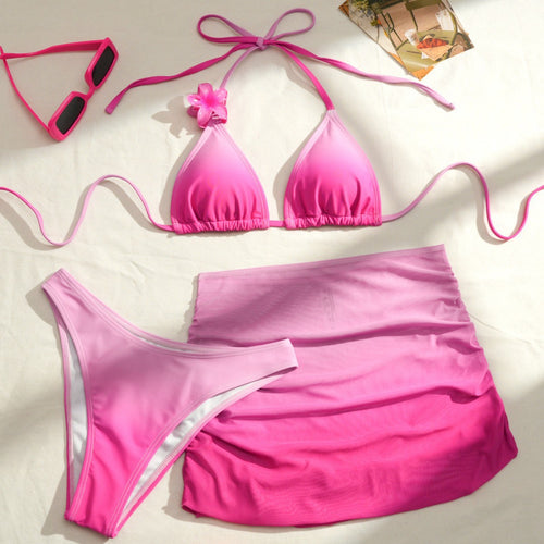 Damen Triangel-Bikini Set mit floralem Detail und Wickelrock Echo Archiv