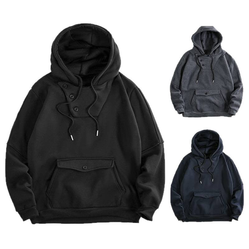 Herren lässiger Kapuzenpullover mit Knopfdetails und praktischen Taschen Echoarchiv