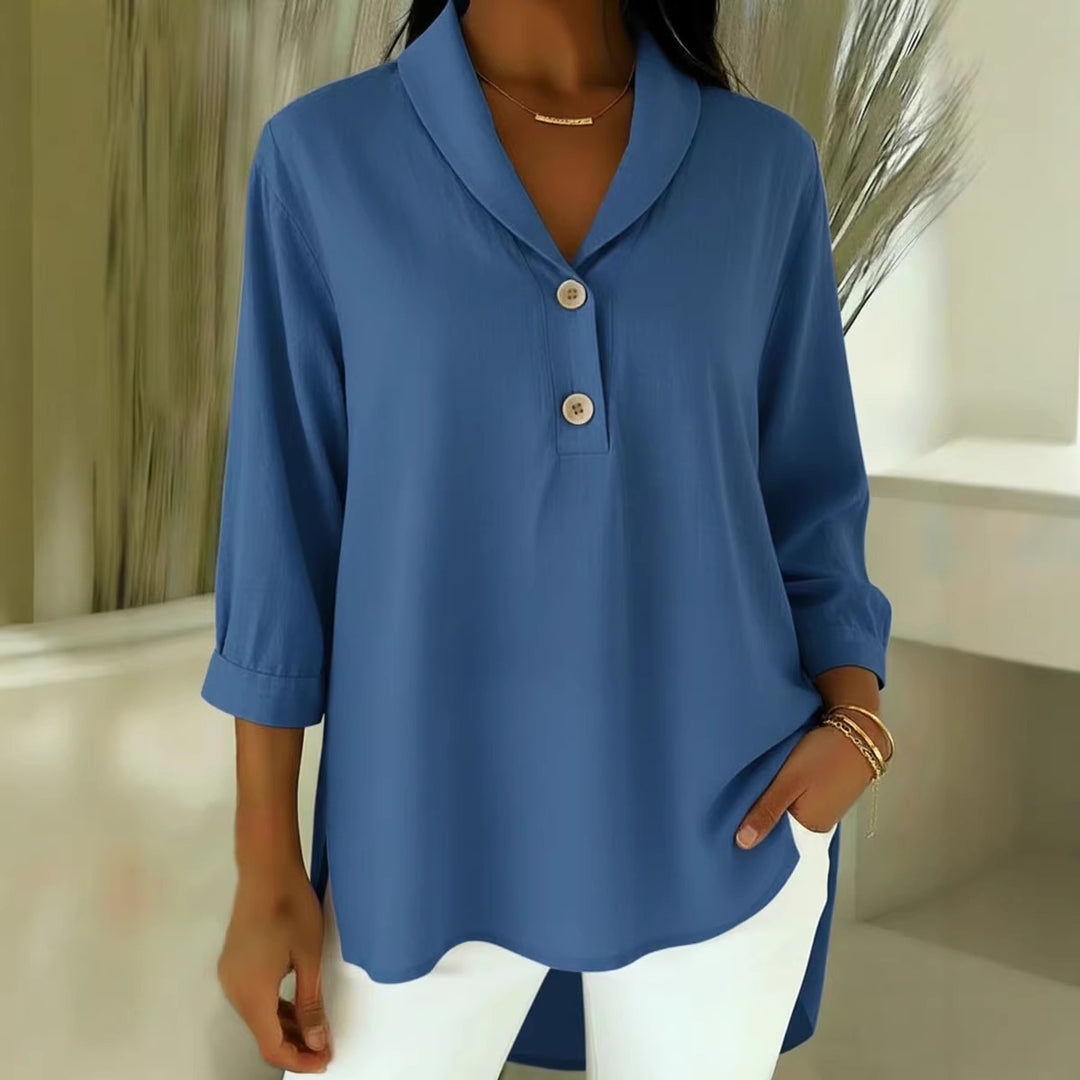Damen Elegantes Hemd mit modernem Kragen und Knopfdetails Echo Archiv