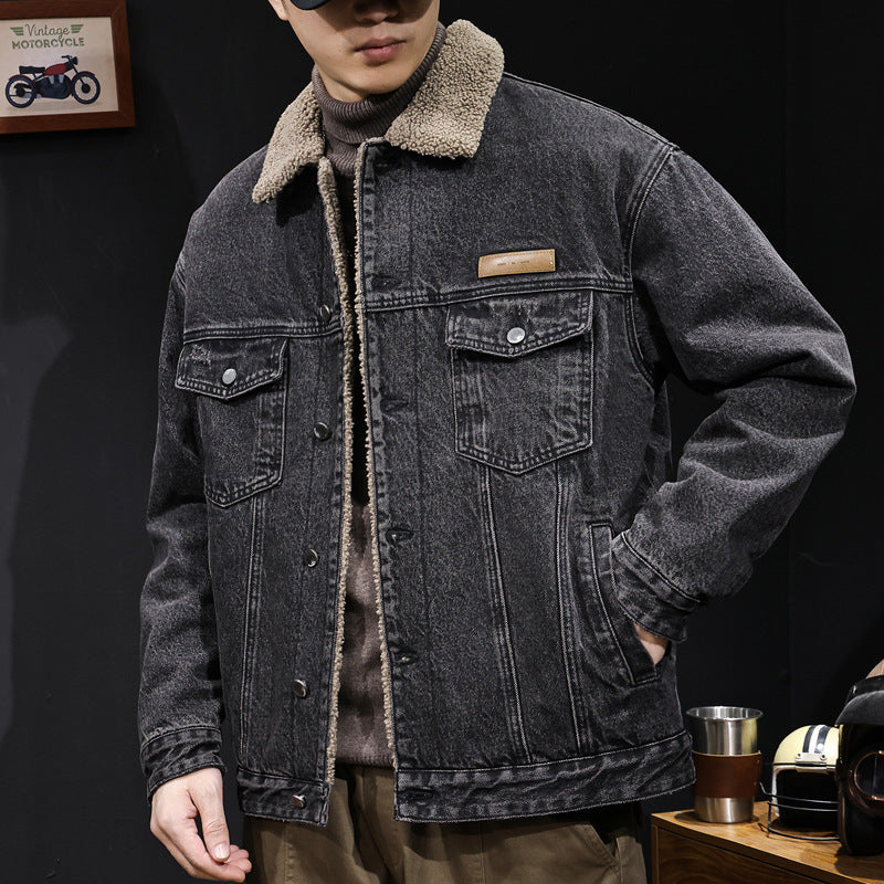 Herren Lässige Denimjacke mit Teddy-Futter Echoarchiv