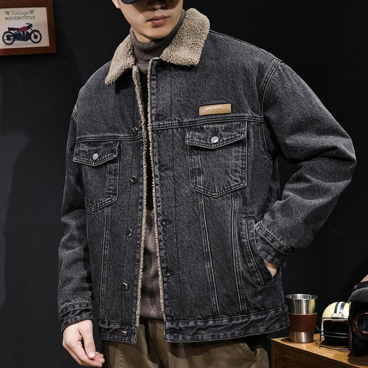 Herren Lässige Denimjacke mit Teddy-Futter Echoarchiv