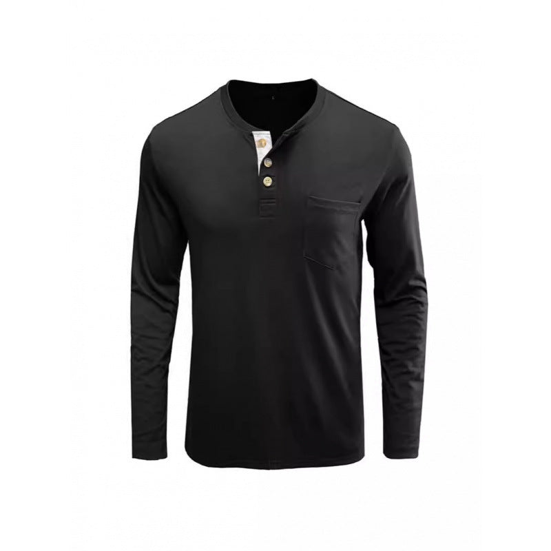 Herren Langarmshirt mit modischem Stehkragen und eleganter Knopfleiste Echoarchiv